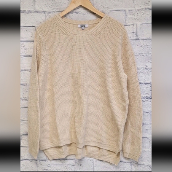 525 America Beige Knit Crew Neck Sweater - Picture 1 of 10